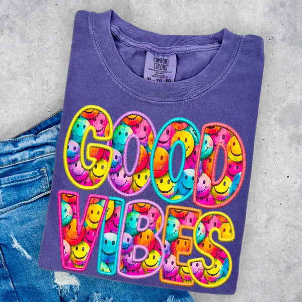 Good vibes smiley filled 33472 DTF transfer