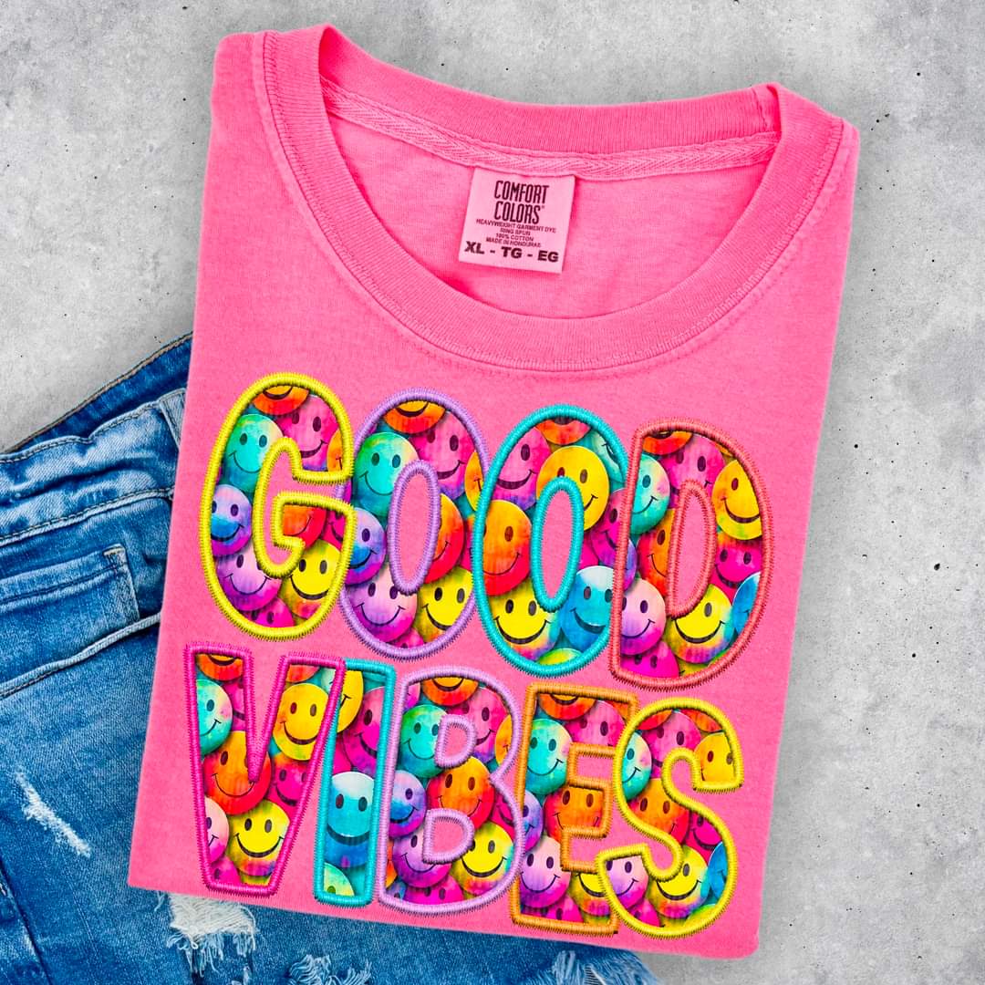 Good vibes smiley filled 33472 DTF transfer
