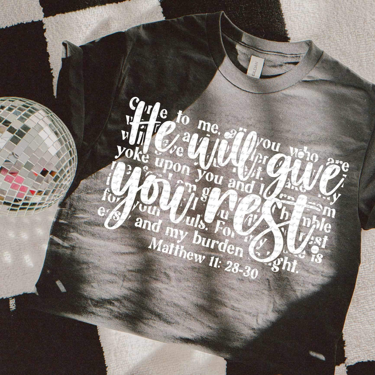 He will give you rest WHITE (SAL) 24554 DTF transfer