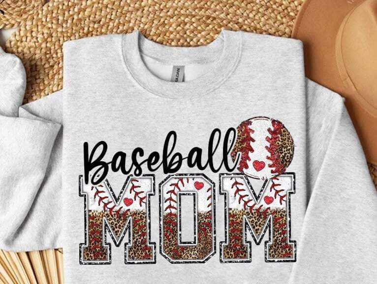 Baseball mom baseball pattern and leopard 24592 DTF transfer