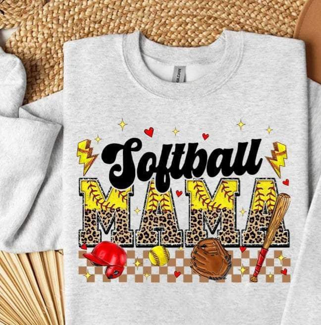 Softball mom softball pattern and leopard 24591 DTF transfer