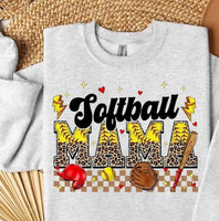 Softball mom softball pattern and leopard 24591 DTF transfer