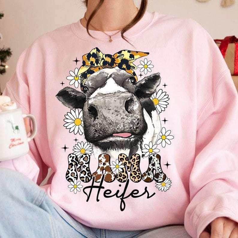 Mama heifer black and white cow 24581 DTF transfer