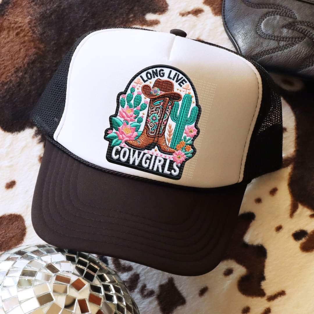 Long live cowgirls brown boots hat patch 33482 DTF transfer