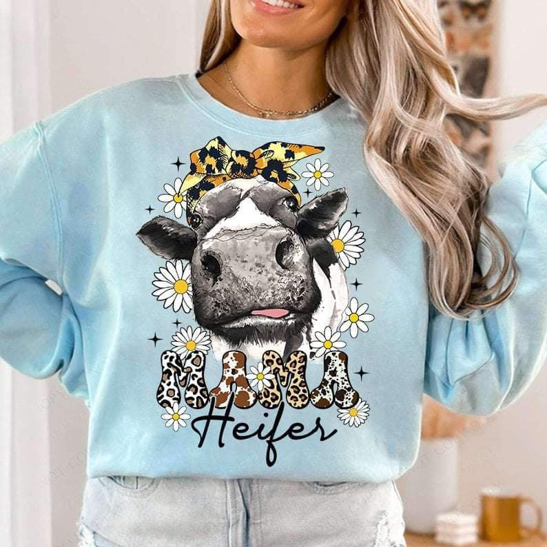 Mama heifer black and white cow 24581 DTF transfer