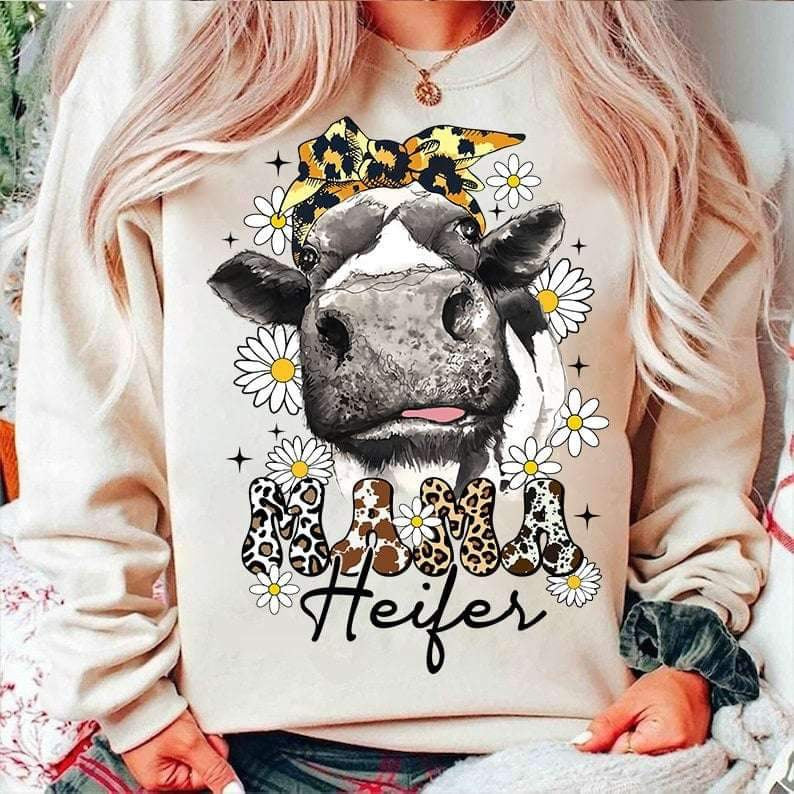 Mama heifer black and white cow 24581 DTF transfer