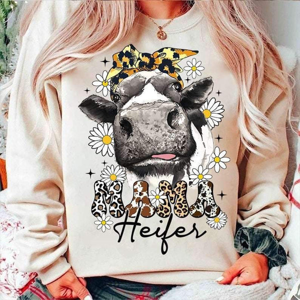 Mama heifer black and white cow 24581 DTF transfer