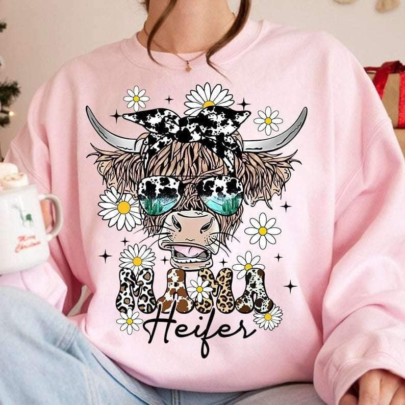 Mama heifer SHAGGY cow 24580 DTF transfer