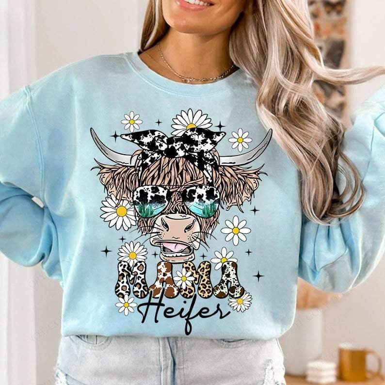 Mama heifer SHAGGY cow 24580 DTF transfer