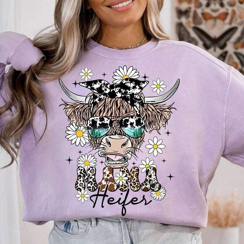 Mama heifer SHAGGY cow 24580 DTF transfer