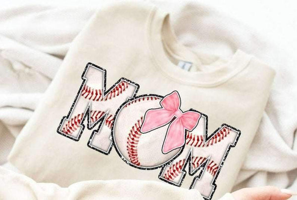 Mom baseball filled with bow 24589 DTF transfer