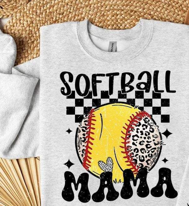 Softball mama yellow and leopard softball 24587 DTF transfer