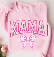 Mama pink with bow faux embroidery 24579 DTF transfer