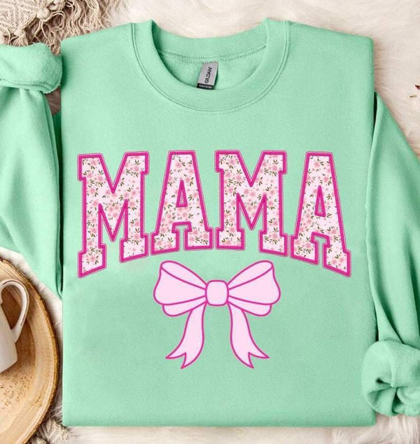 Mama pink with bow faux embroidery 24579 DTF transfer