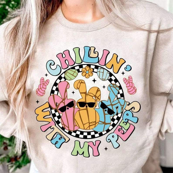 Chillin with my peeps circle 24568 DTF transfer