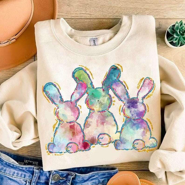 Trio tie dye bunnies 24570 DTF transfer