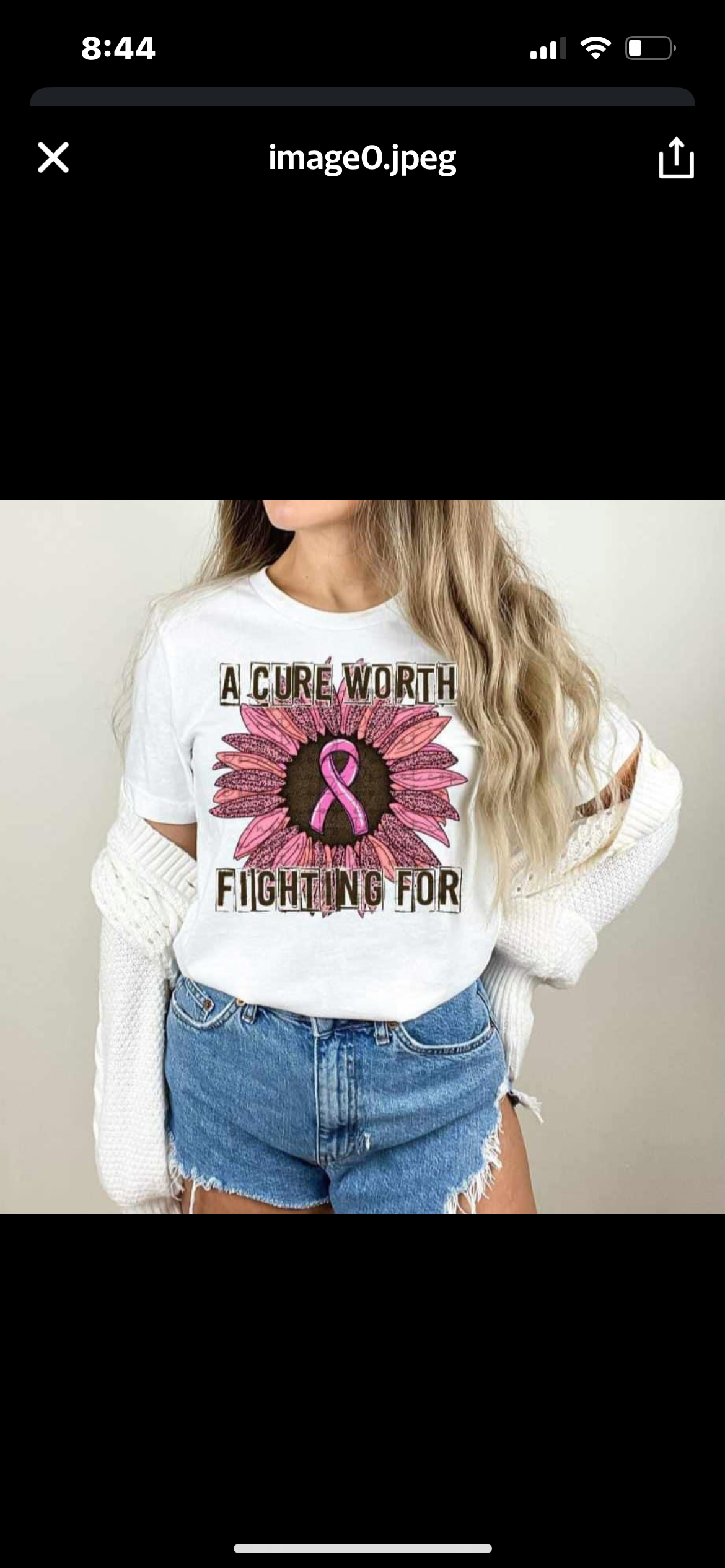A cure worth fighting for (flower with ribbon) DTF transfer