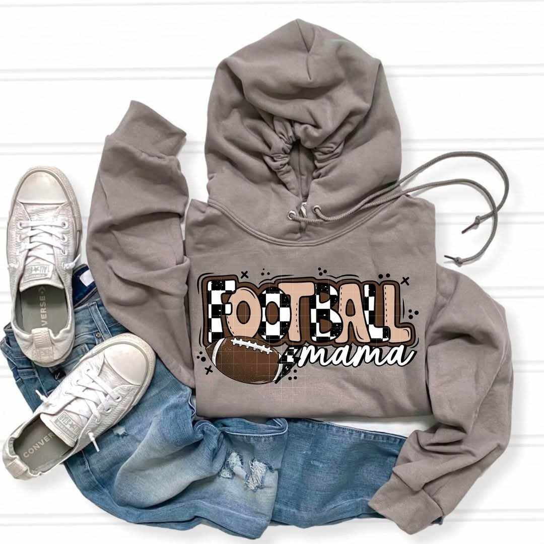 Football mama tan and checkered (CSC) 84184 DTF transfer