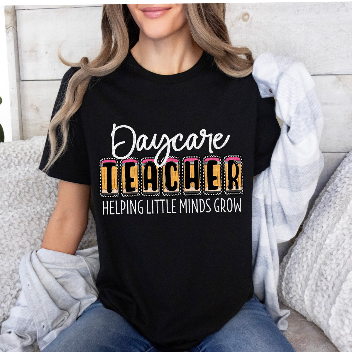 Daycare teacher pencil and white font (SDD) 33548 DTF transfer
