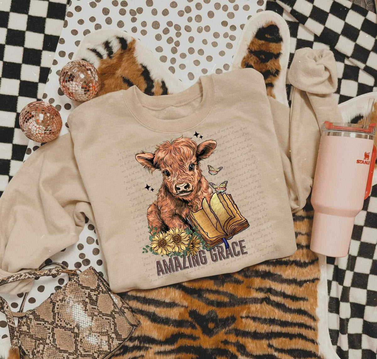 Amazing grace baby cow 24602 DTF transfer