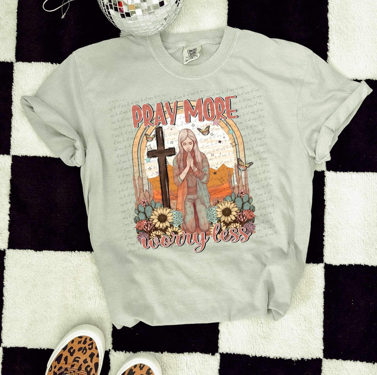 Pray more worry less praying girl 24613 DTF transfer