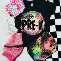 Hello pre-k checkered circle GIRL (SWD) 33560 DTF transfer