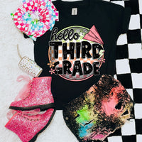 Hello third grade checkered circle GIRL (SWD) 33559 DTF transfer