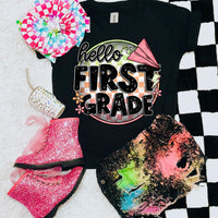 Hello first grade checkered circle GIRL (SWD) 33554 DTF transfer