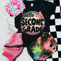 Hello second grade checkered circle GIRL (SWD) 33553 DTF transfer