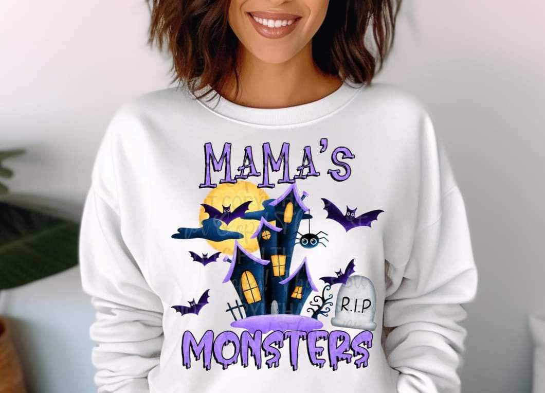 Mamas monster (haunted house with bats) 11342  DTF TRANSFER