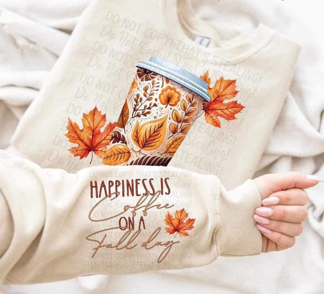 Fall latte with leaves FRONT ONLY 11474 DTF TRANSFER