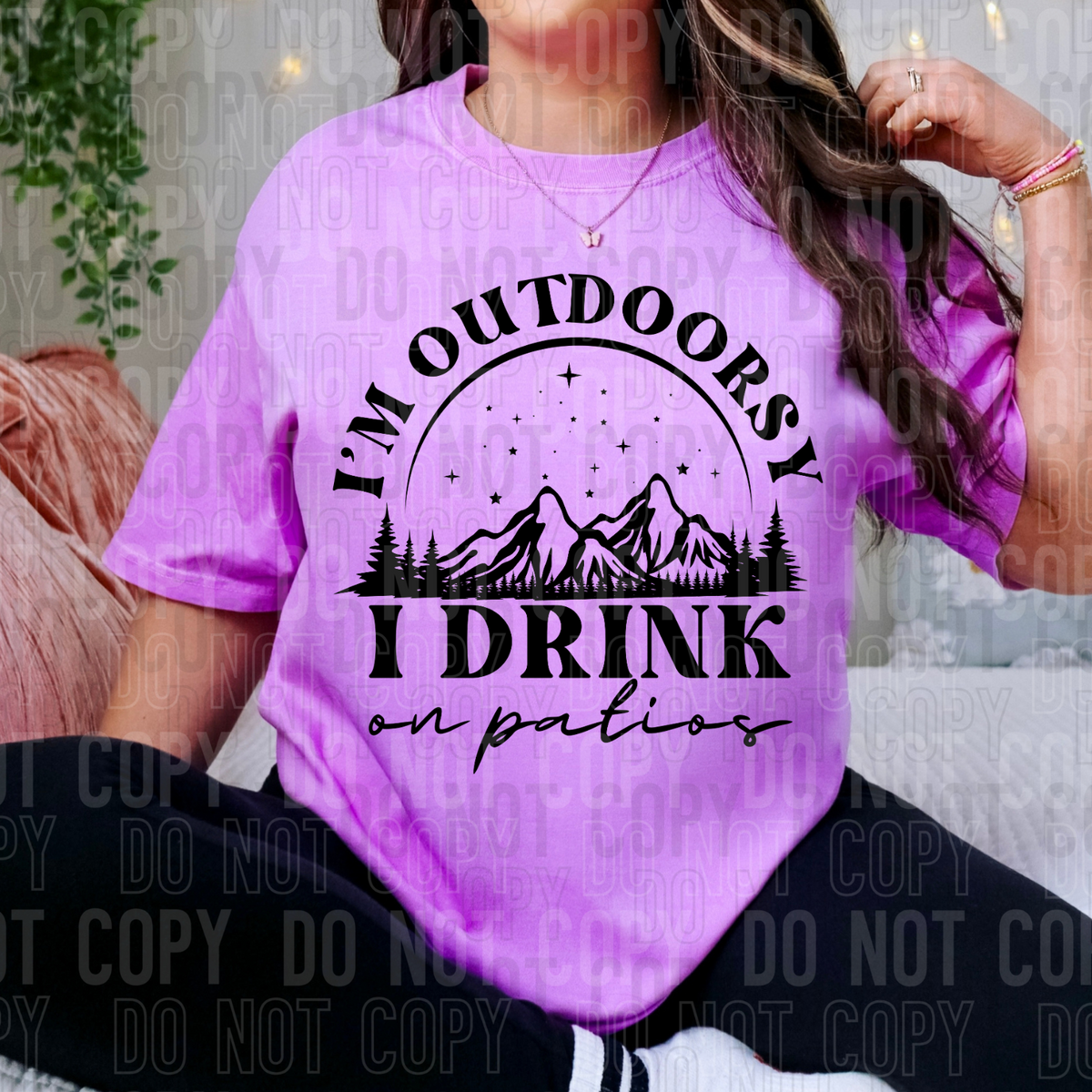 I’m outdoorsy I drink on patios BLACK (SBB) 33576 DTF transfer