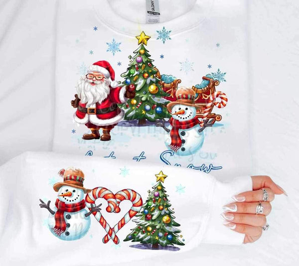 Let it snow (santa, tree, sled, and snowman) FRONT ONLY 11463 DTF TRANSFER