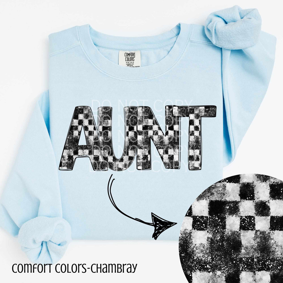 Aunt checkered and glitter (CSG) 84231 DTF transfer