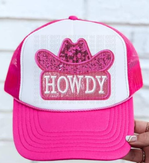 Howdy pink cowboy hat hat patch 33604 DTF transfer