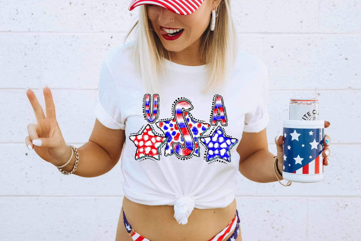 USA patterned patriotic print 24678 DTF transfer