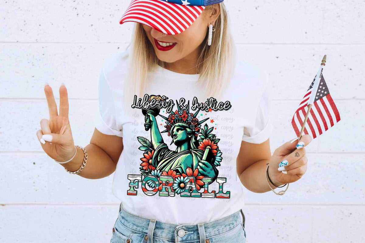 Liberty is justice for all statue 24677 DTF transfer