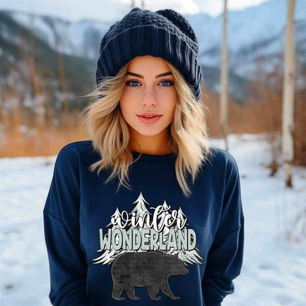 Winter wonderland (bear with snow top trees) 11429 DTF TRANSFER