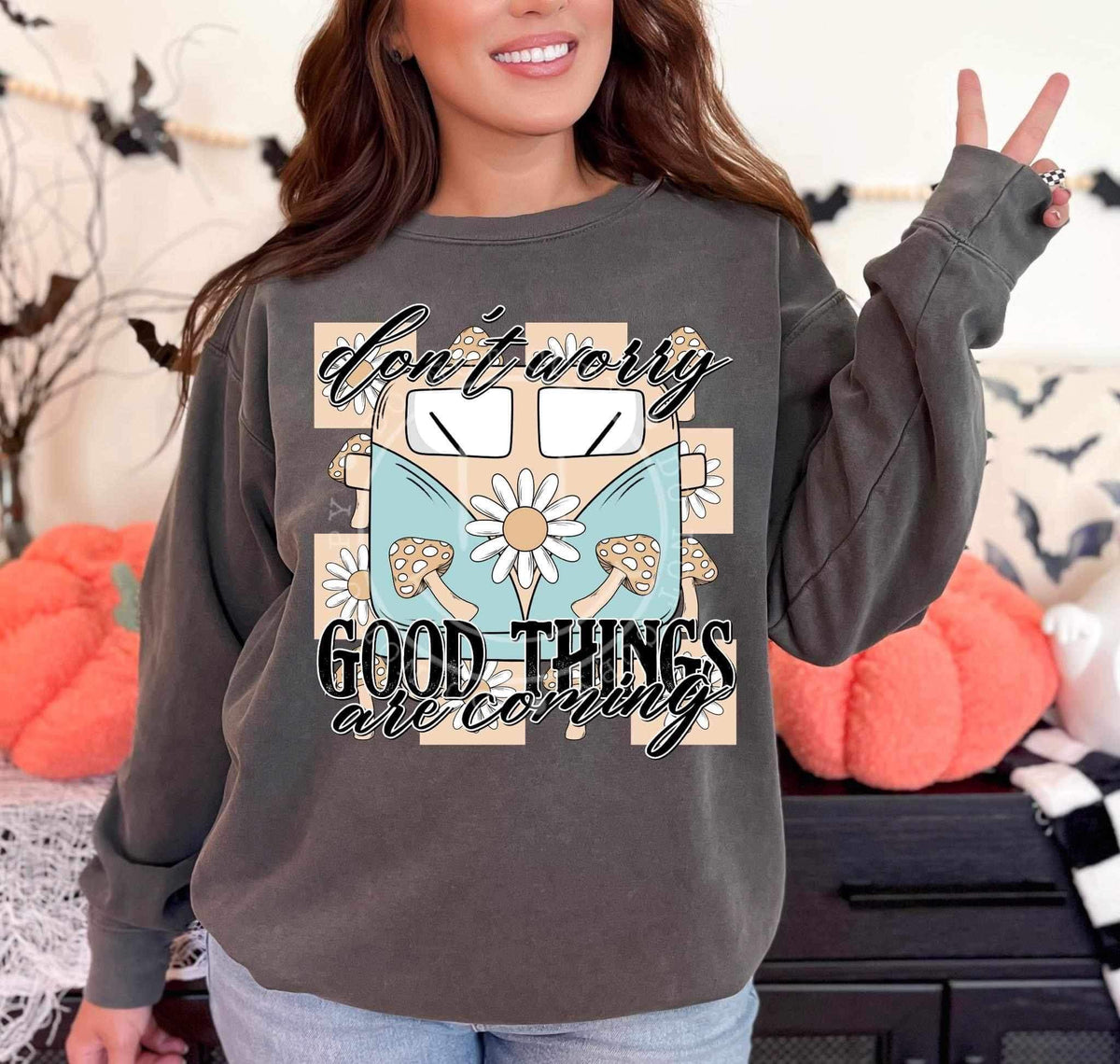 Dont worry good things are coming hippie van (LYTTLE) 24699 DTF transfer