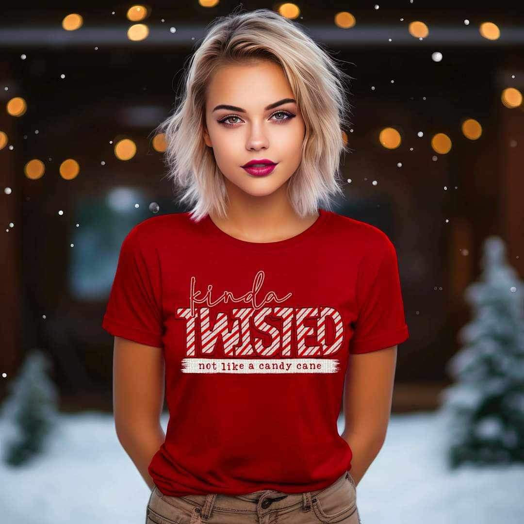 Kinda twisted not like a candy cane (candy cane font) 11581 DTF TRANSFER