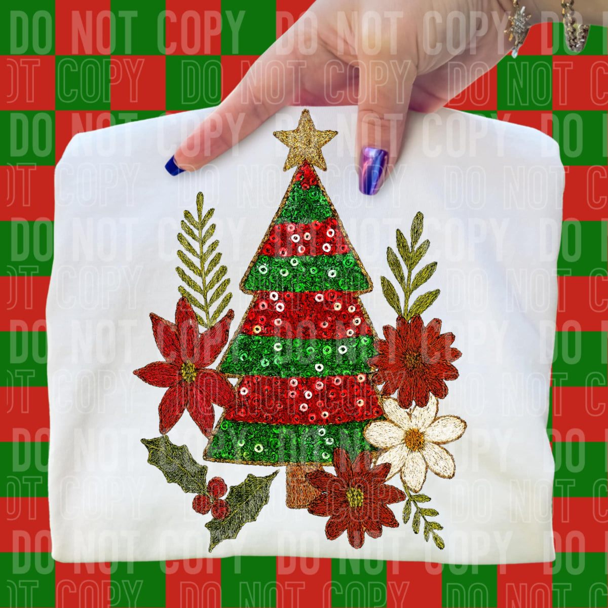 Faux Sequin Christmas Tree SBB DTF Transfer
