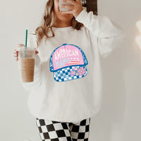 American Mama pink and checkered hat (VIRGO) 33681 DTF transfer