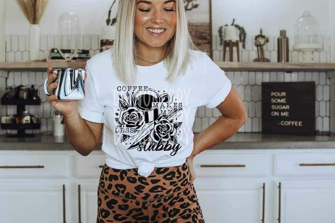 Coffee makes me less stabby BLACK 24736 DTF transfer