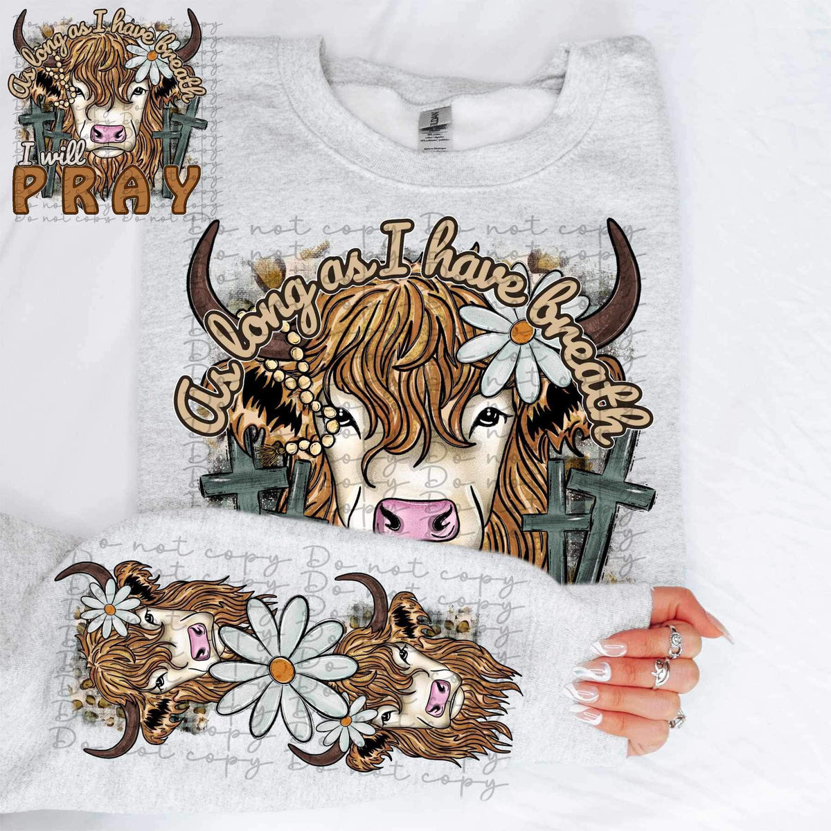 Shaggy cows with daisy SLEEVE ONLY 11547 DTF TRANSFER