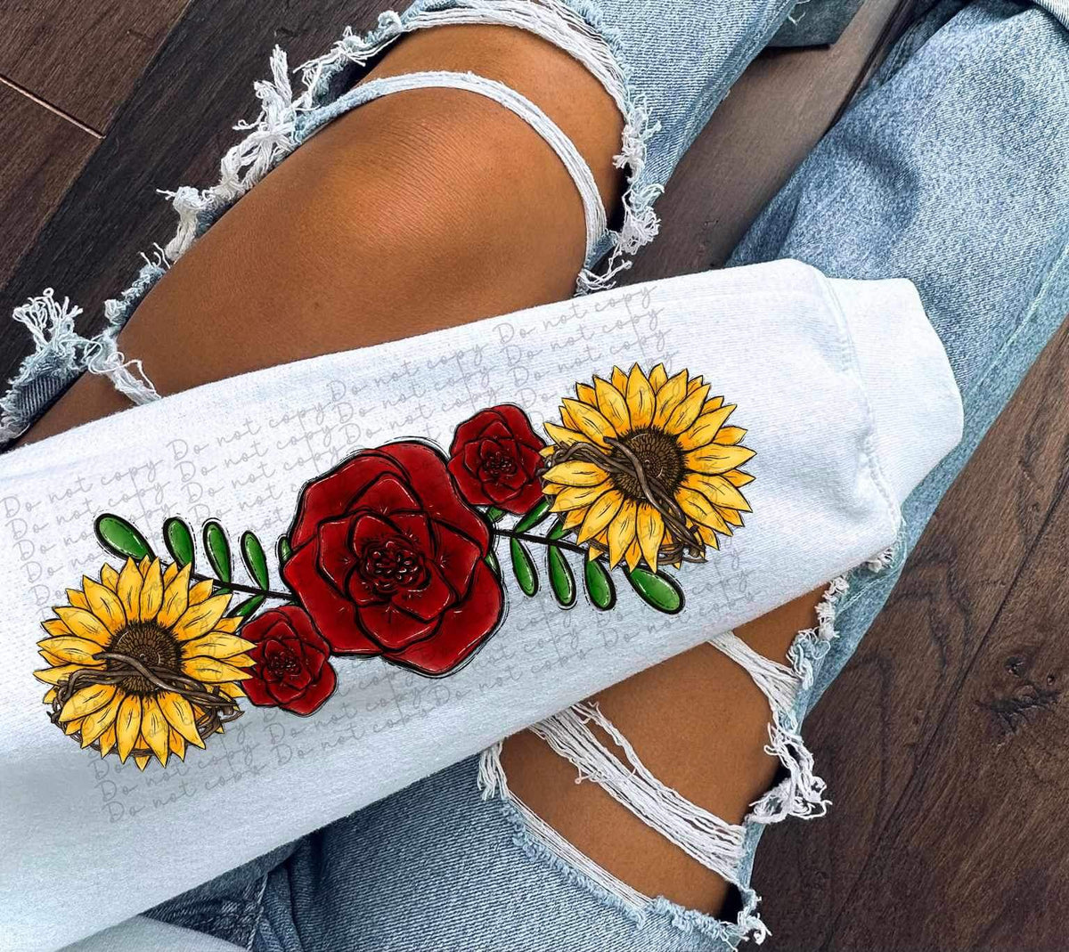 Sunflowers and rose SLEEVE ONLY 11544 DTF TRANSFER