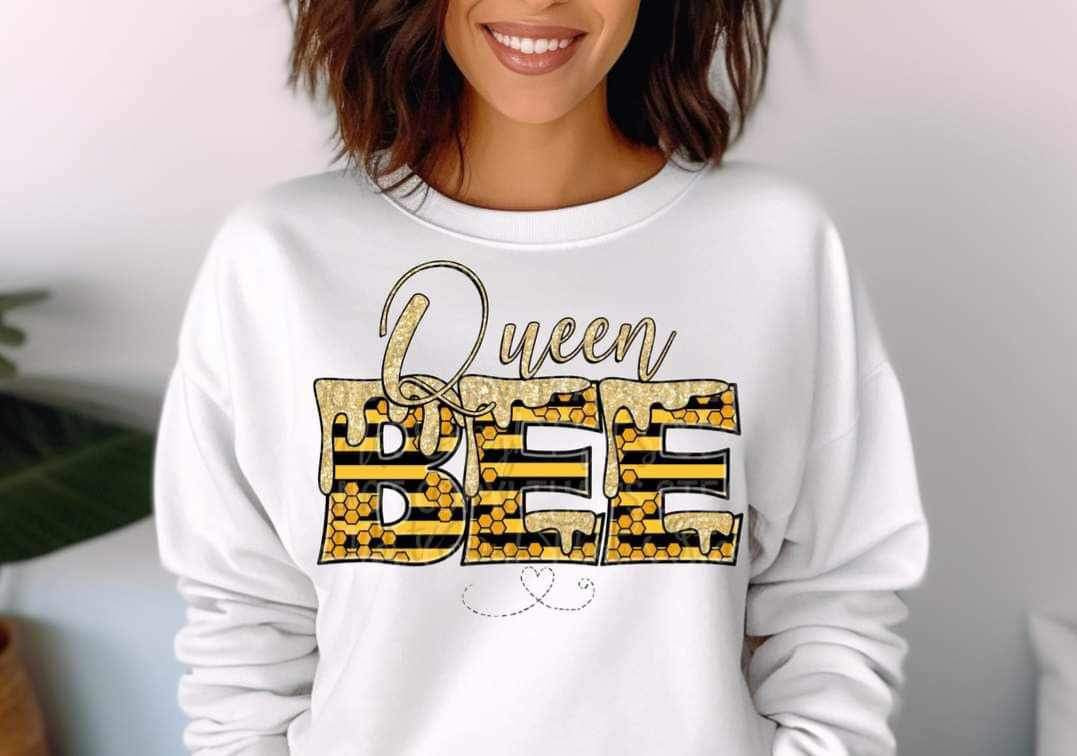 Queen bee (yellow and black striped font) 11603 DTF TRANSFER