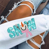 Snow (blue sequin with snowman) SLEEVE 11648 DTF TRANSFER