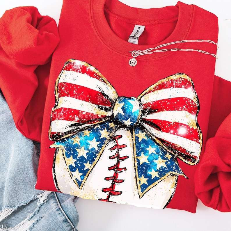 Patriotic bow with ball 84316 DTF transfer