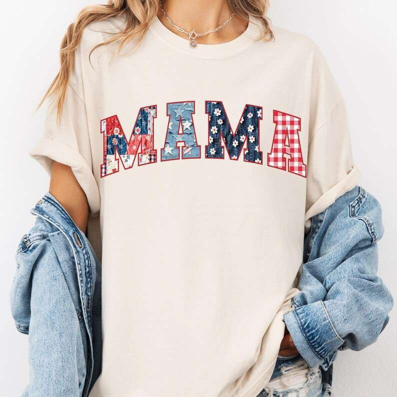 Mama patriotic patterns 84315 DTF transfer