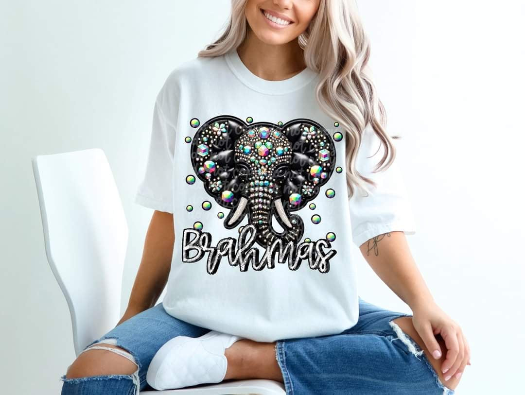 Brahmas bedazzled mascot 53596 DTF transfer